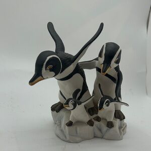 “Watch me “ Penguin Family Figurine - Black and White